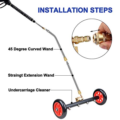 EVEAGE 2-in-1 Undercarriage Pressure Washer Attachment, 16" Pressure Washer Undercarriage Cleaner, Underbody Sprayer with Extension Rods Wash Mitt, Green