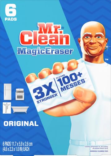 Mr. Clean Magic Eraser, Shoe, Bathroom, Oven, and Shower Cleaner, Cleaning Pads with Durafoam, 6 Count