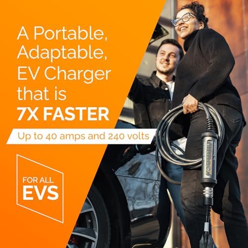 J+ Booster 2 Portable EV Charger - Level 2 40 Amp Fast Charging Station for All EV's Home Indoors or Outdoors (9.6 kW, 240V, EVSE, ETL Certified, NEMA 14-50, Carrying Case, 21ft)