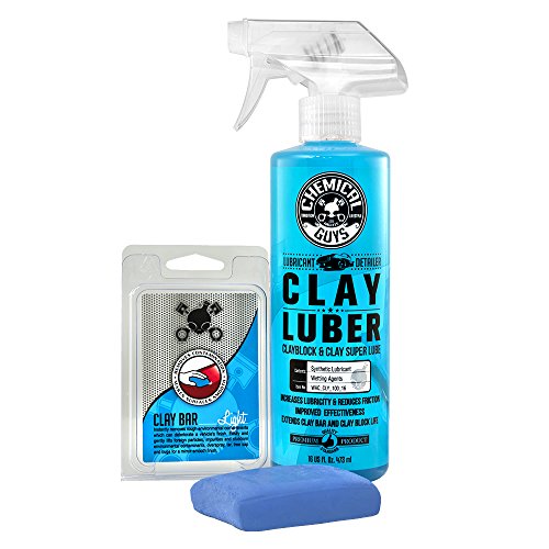 Chemical Guys CLY_113 OG Clay Bar & Lubber Synthetic Lubricant Kit – 16 fl oz, Light/Medium Duty, for Car Lovers, Detailers & Auto Enthusiasts – Essential Car Detailing Kit Accessory, 2 Items, Yellow