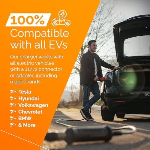 J+ Booster 2 Portable EV Charger - Level 2 40 Amp Fast Charging Station for All EV's Home Indoors or Outdoors (9.6 kW, 240V, EVSE, ETL Certified, NEMA 14-50, Carrying Case, 21ft)