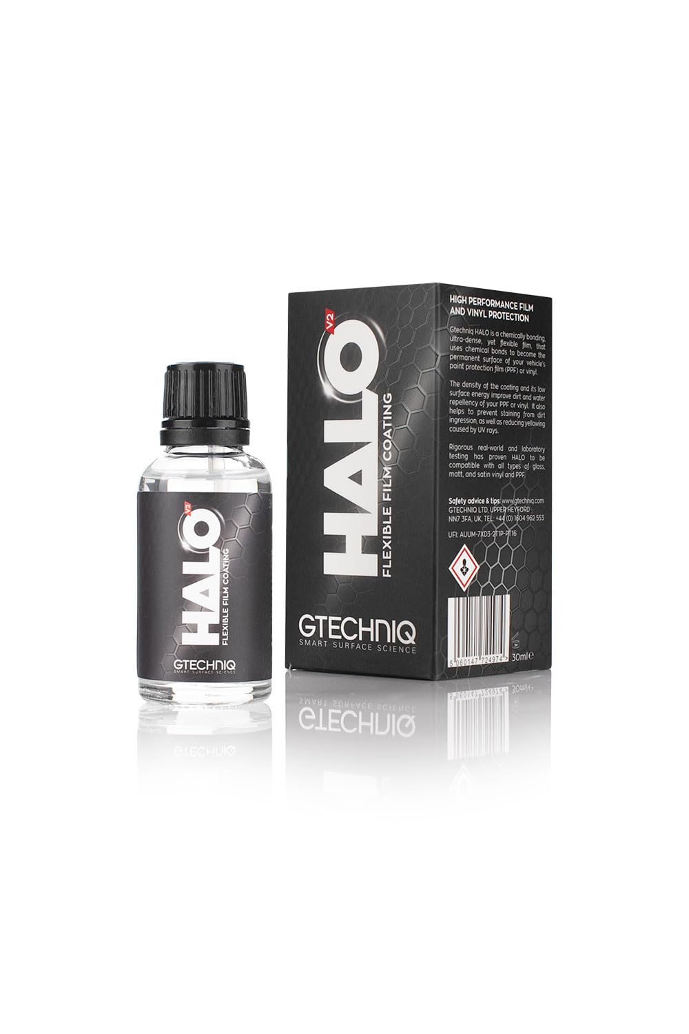 Gtechniq - Halo V2 - Flexible Paint, PPF, and Vinyl Protection; Safe for All Types of Wraps/PPF: Gloss, Satin, and Matte finishes, Plus self-Healing - 50ml