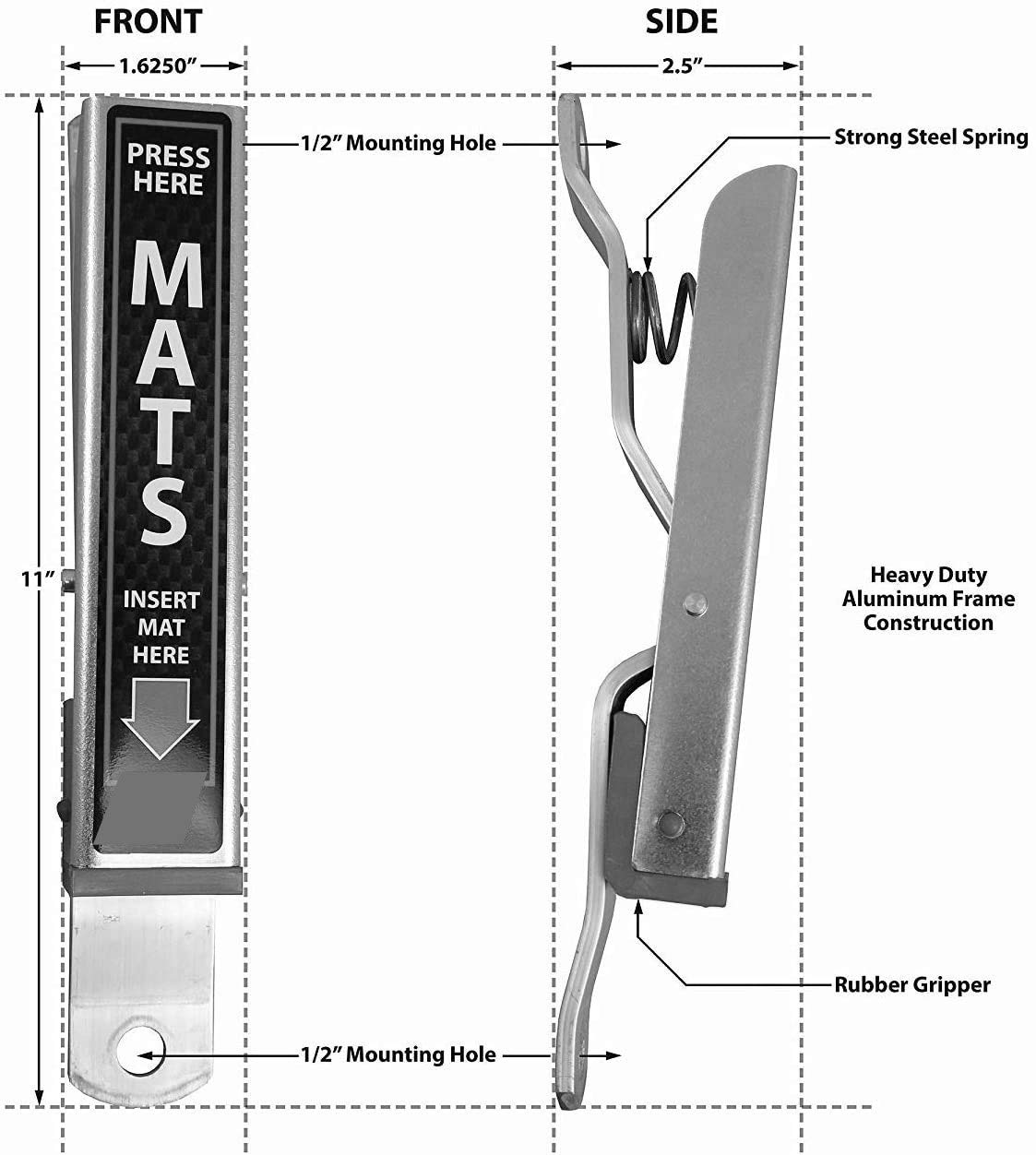 HI-TECH Car Wash Mat Clamps - Heavy Duty Wall Mount Floor Mat Holders - Secure, Durable, and Easy to Install - Ideal for Home Garages and Auto Shops - 4 Pack (Red)