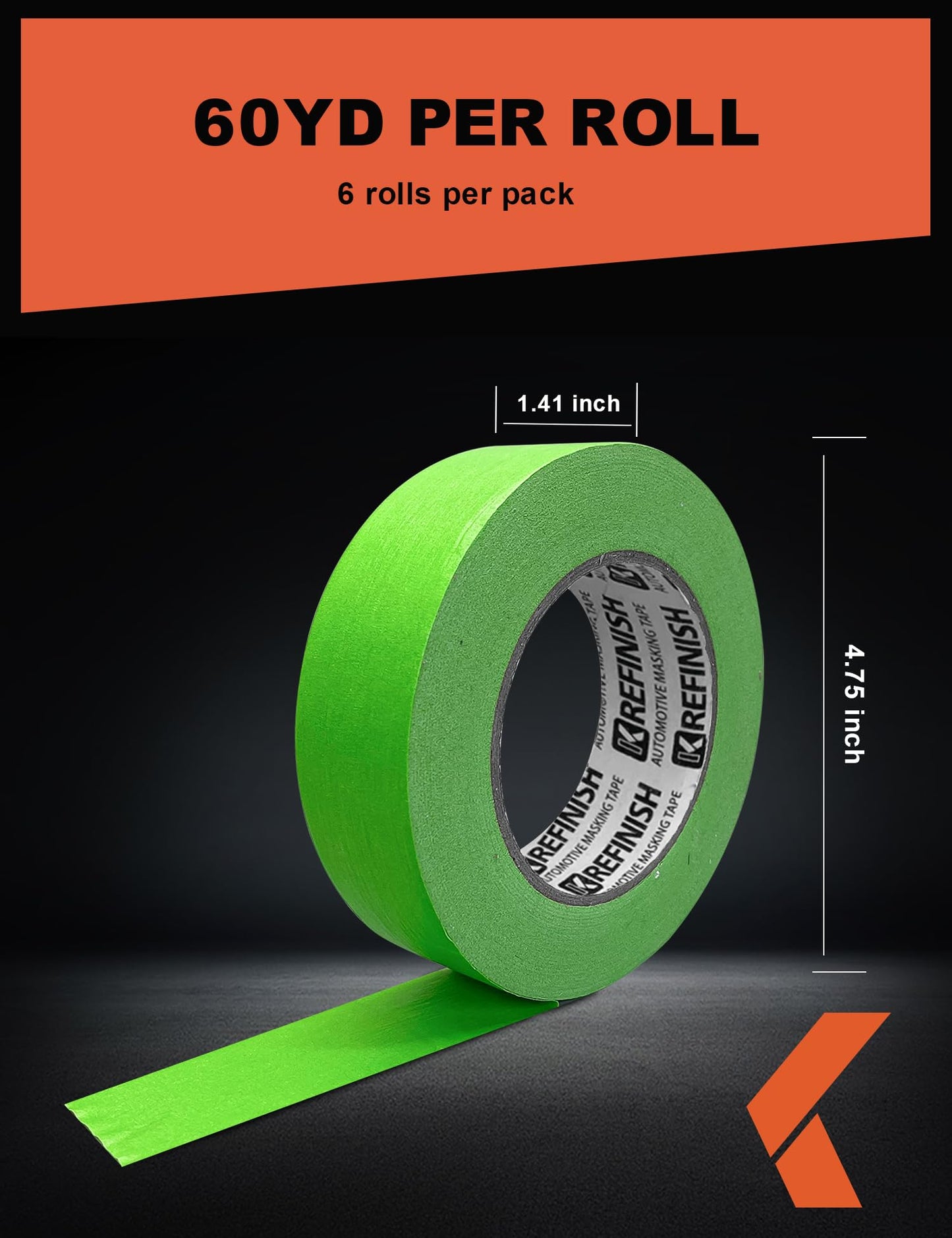 Painters Tape for Car Paint Green No Residue Automotive Masking Tape for Automotive Paint - Heat Resistant for Paint Booth, 0.7 Inches x 60 Yards, 6 Rolls