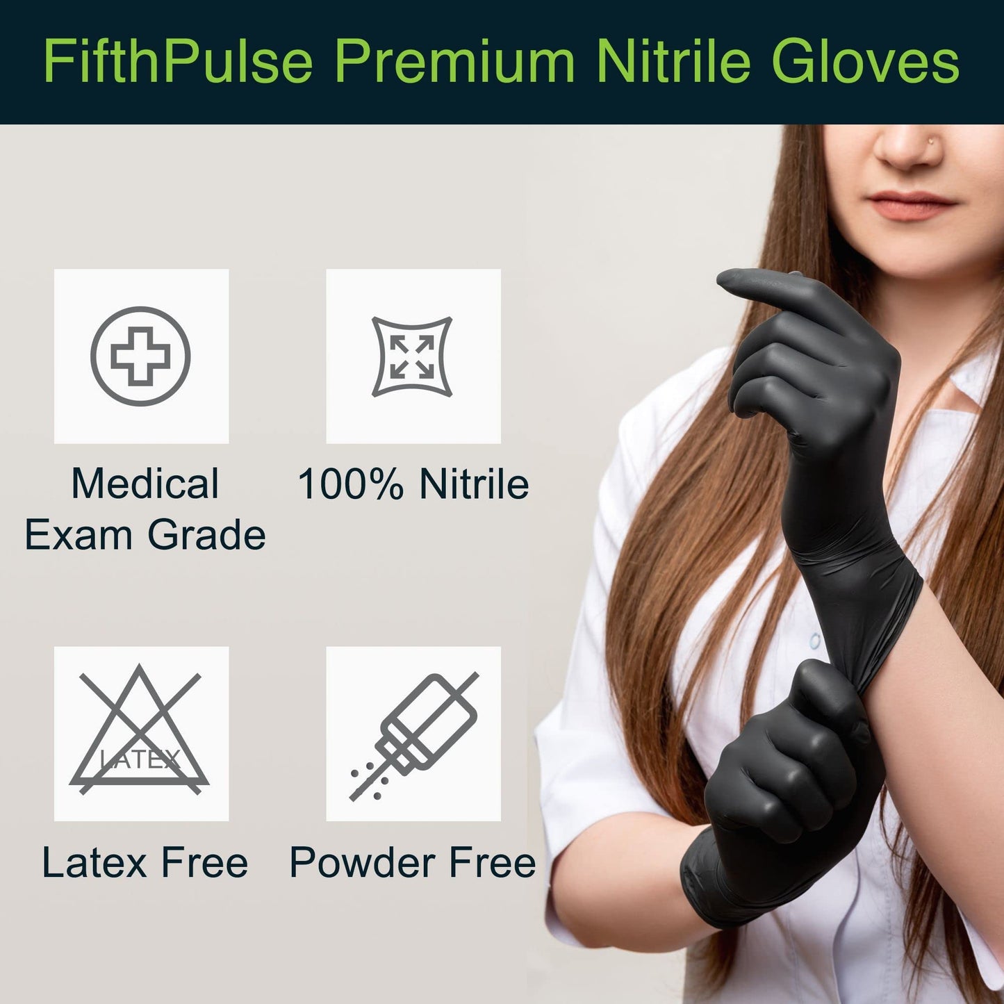 Disposable Black Nitrile Gloves X Large 100 Count - Extra Thick 4.5 Mil - Powder and Latex Free Rubber Gloves - Surgical Medical Exam Gloves - Food Safe Cooking Gloves