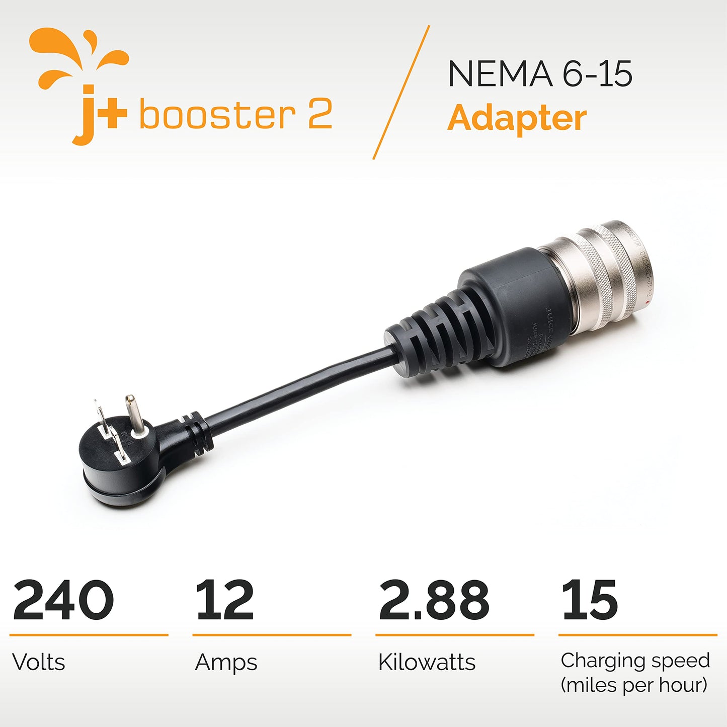 NEMA TT-30 Charger Adapter Plug for J+ Booster 2 | Portable Level 2 EV Charger for All Electric Vehicles (24 amps, 120V, 2.88kw)