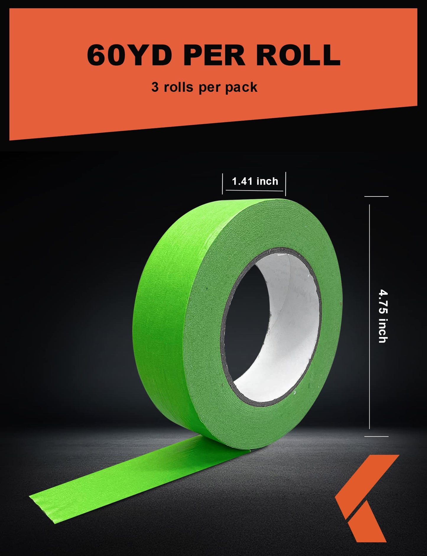 Painters Tape for Car Paint Green No Residue Automotive Masking Tape for Automotive Paint - Heat Resistant for Paint Booth, 0.7 Inches x 60 Yards, 6 Rolls