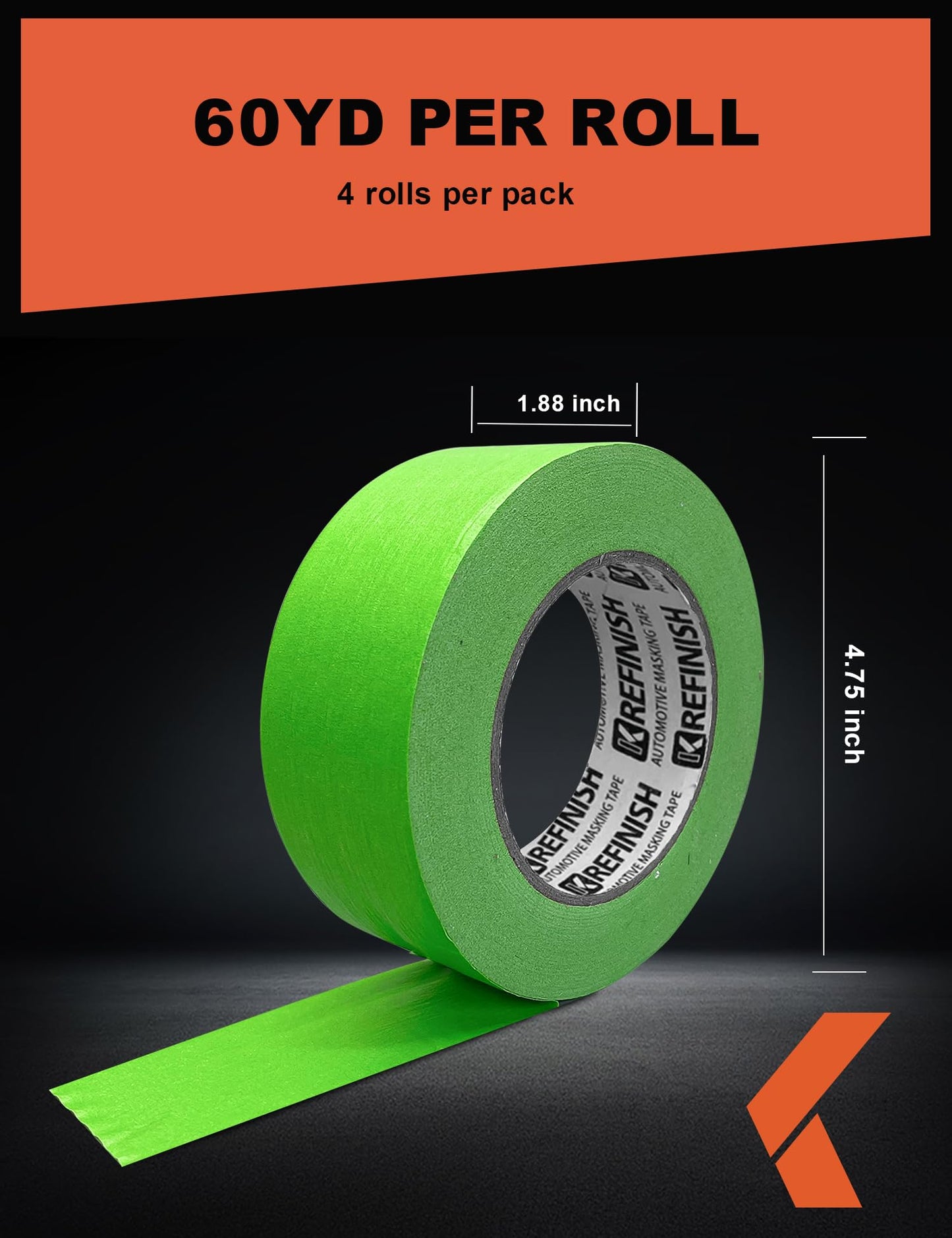 Painters Tape for Car Paint Green No Residue Automotive Masking Tape for Automotive Paint - Heat Resistant for Paint Booth, 0.7 Inches x 60 Yards, 6 Rolls