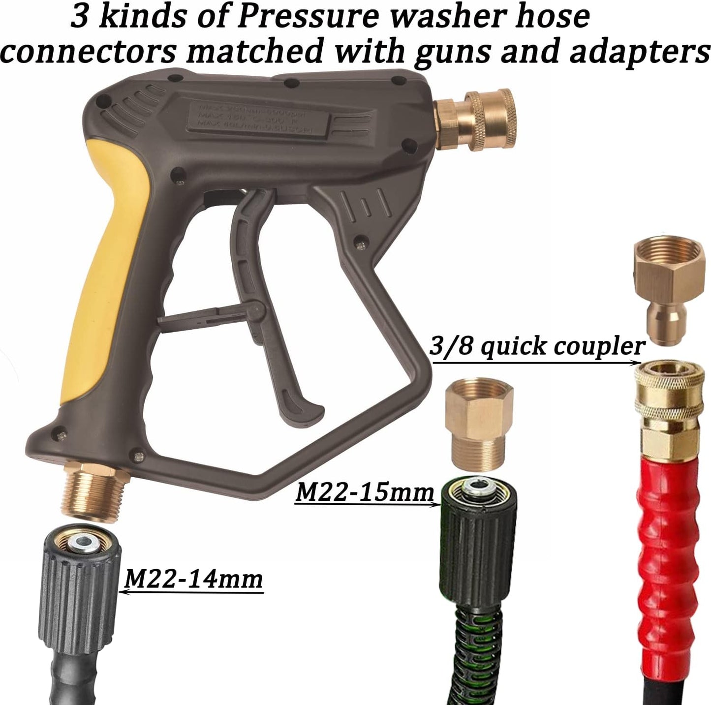 GDHXW X-887 High Pressure Washer Gun with Foam Cannon 2 Adapter 7 Pressure Washer Nozzles,for Car Washing