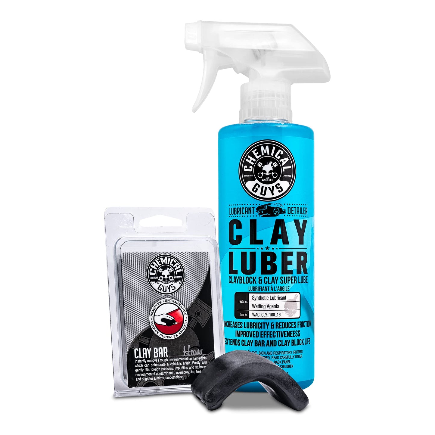 Chemical Guys CLY_113 OG Clay Bar & Lubber Synthetic Lubricant Kit – 16 fl oz, Light/Medium Duty, for Car Lovers, Detailers & Auto Enthusiasts – Essential Car Detailing Kit Accessory, 2 Items, Yellow