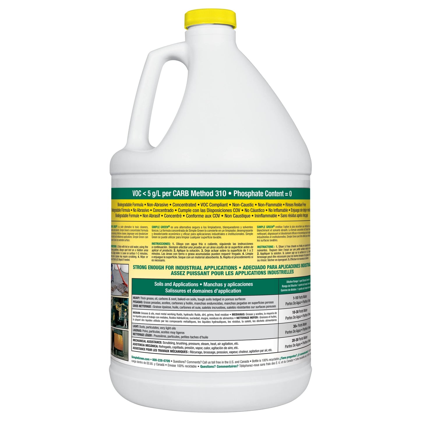 Simple Green 73434010 14010 Industrial Cleaner & Degreaser, Concentrated, Lemon, 1 gal Bottle, 128 Fl Oz (Pack of 1)