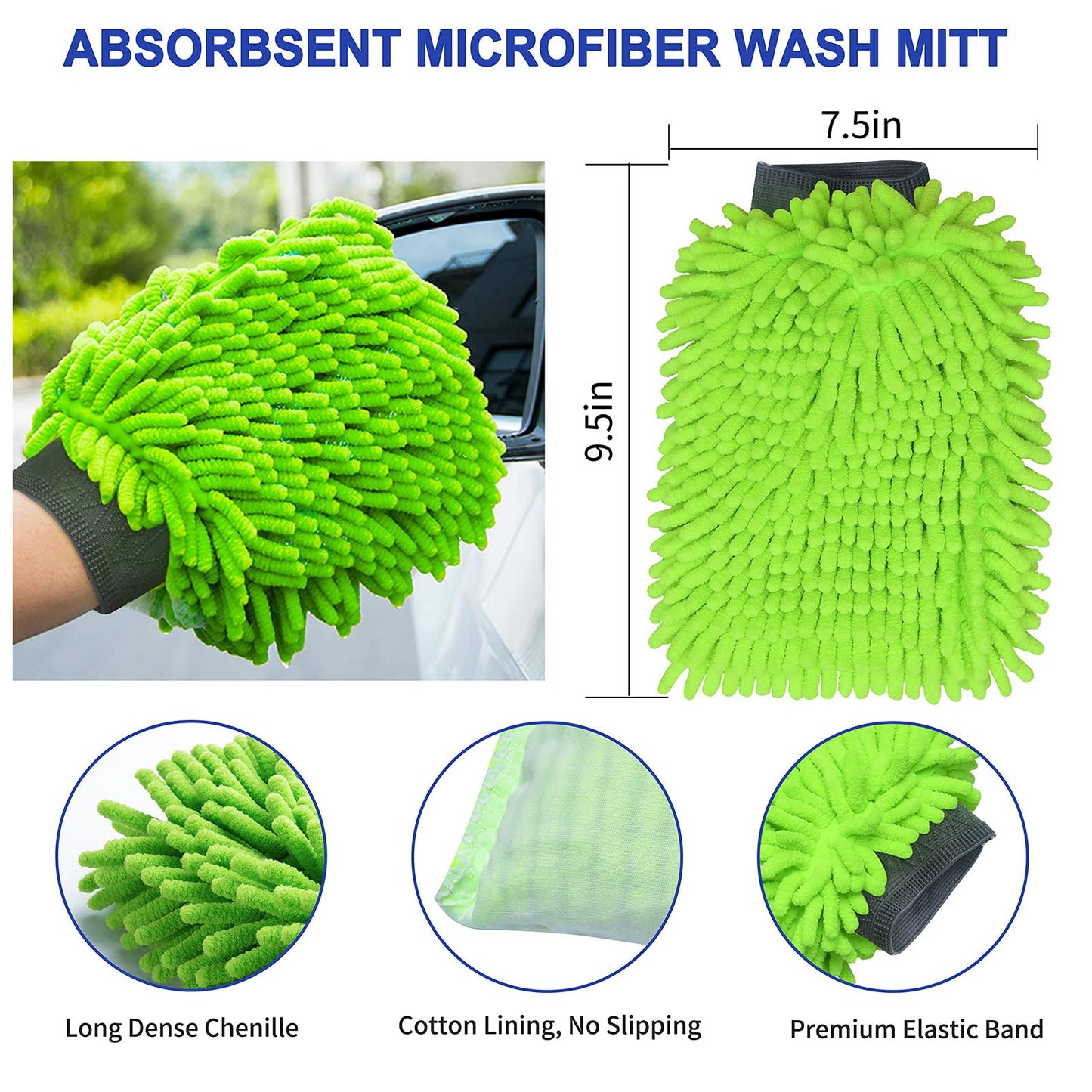 EVEAGE 2-in-1 Undercarriage Pressure Washer Attachment, 16" Pressure Washer Undercarriage Cleaner, Underbody Sprayer with Extension Rods Wash Mitt, Green