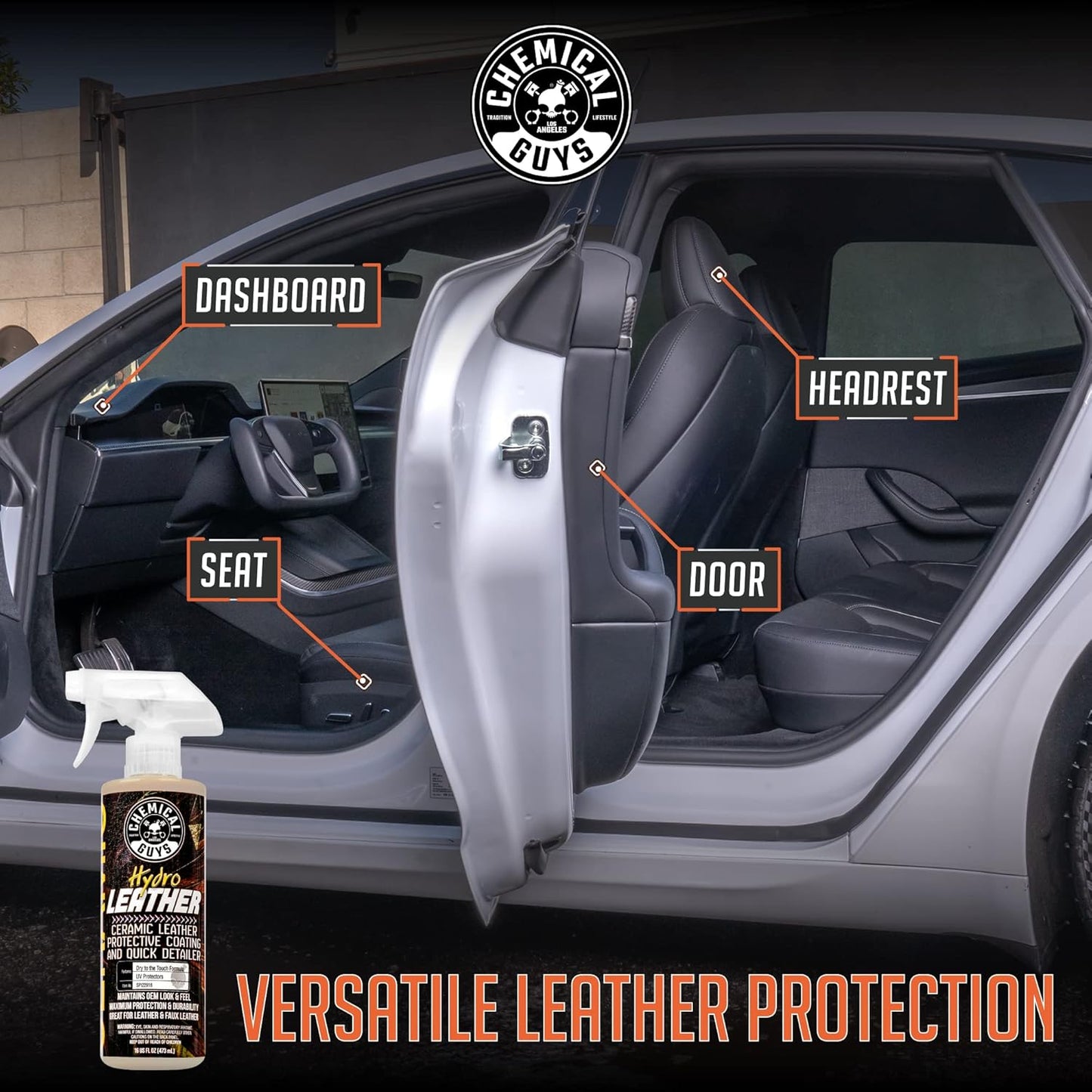 Chemical Guys SPI22916 HydroLeather Ceramic Leather Protective Coating for Car Interiors, Furniture, Apparel, Boots, and More (Works on Natural, Synthetic, Pleather, Faux Leather and More) (16 fl oz)