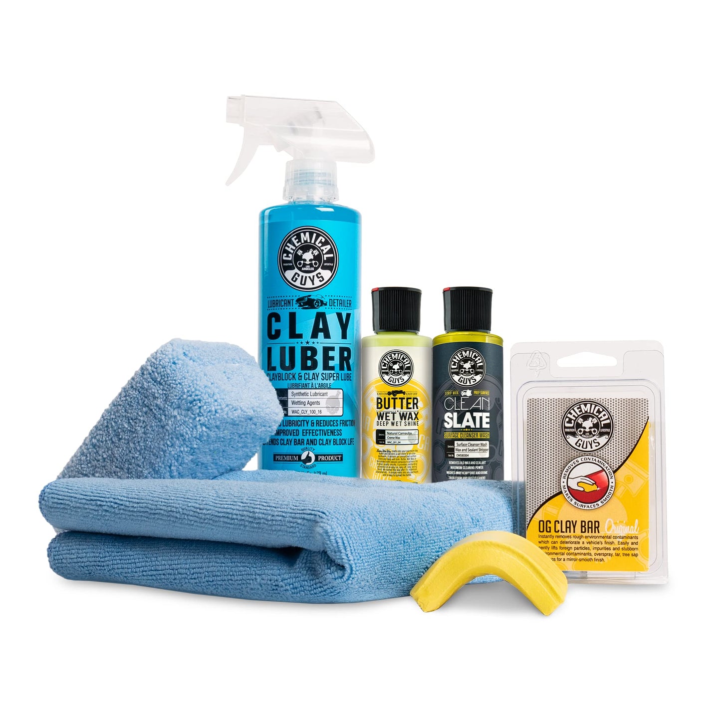 Chemical Guys CLY_113 OG Clay Bar & Lubber Synthetic Lubricant Kit – 16 fl oz, Light/Medium Duty, for Car Lovers, Detailers & Auto Enthusiasts – Essential Car Detailing Kit Accessory, 2 Items, Yellow