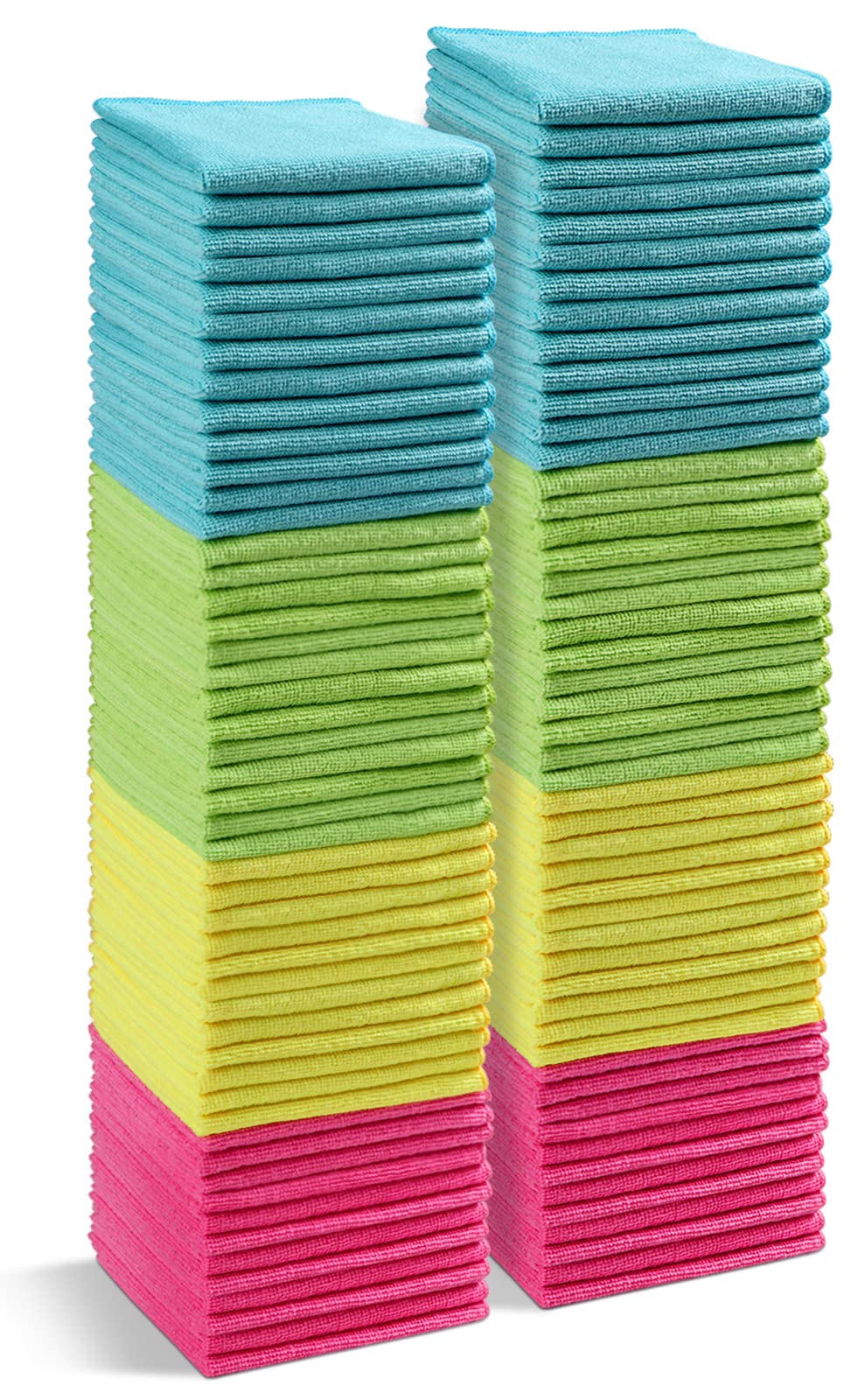 HOMEXCEL Microfiber Cleaning Cloth,12 Pack Cleaning Rag,Cleaning Towels with 4 Color Assorted,11.5"X11.5"(Green/Blue/Yellow/Pink)